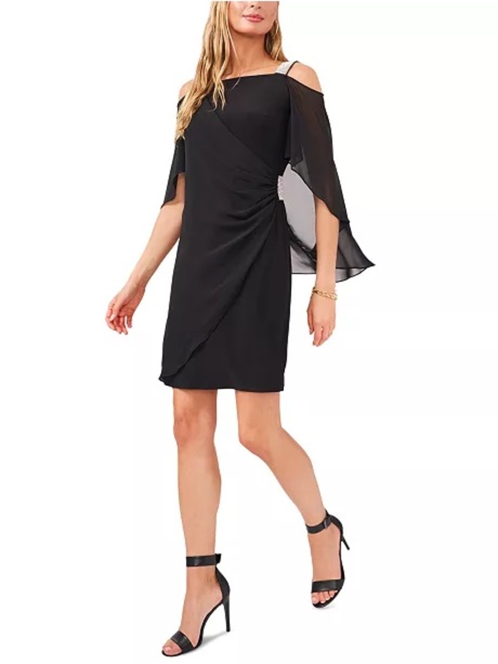 Elegant Green Cold-Shoulder Sheath Dress